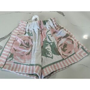 Tapestry Shorts Womens M Pink Floral Woven Boho Rose Desert Drifter Co